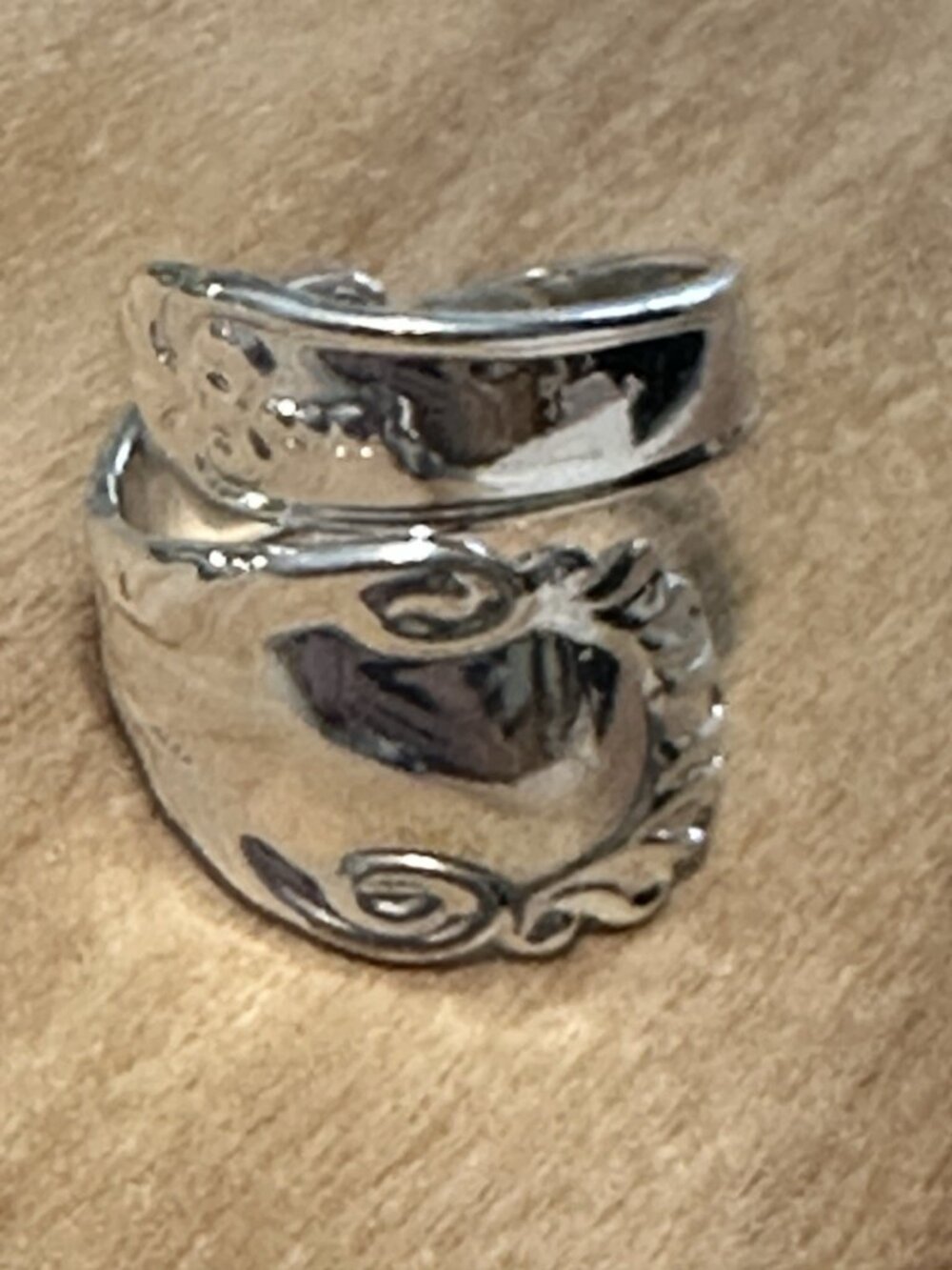 Premier Designs PD  adjustable Silver spoon Wrap Ring Size 6.5 Retro - Picture 4 of 8